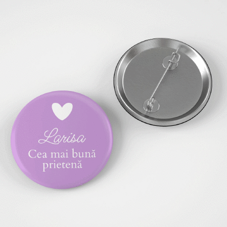 Insignă personalizată cu text - Inimă