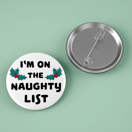 Insignă personalizată cu text - Naughty List 