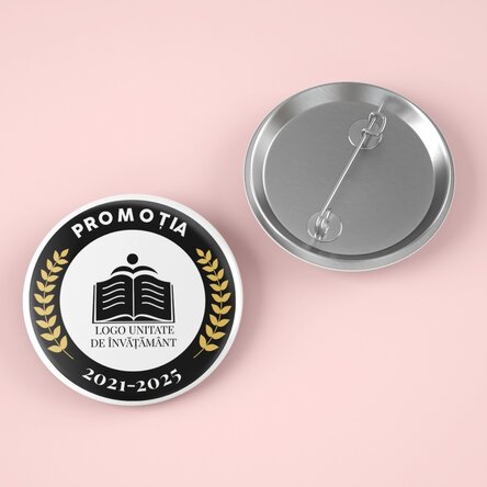 Insignă personalizată cu text și logo pentru absolvire 