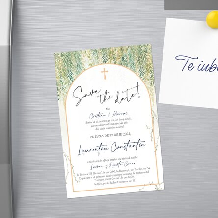 Invitație magnetică personalizată pentru botez - Happy moments