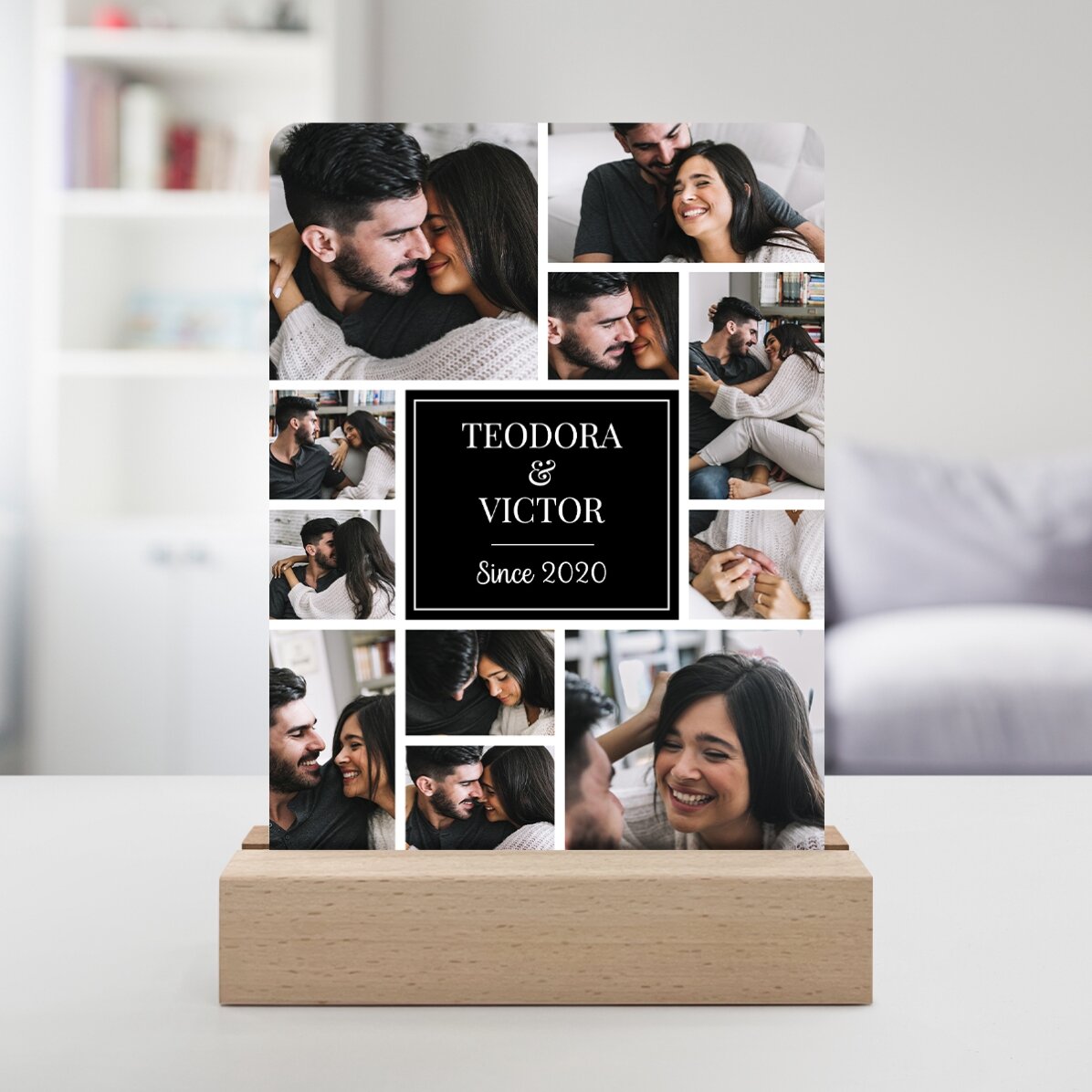 Lampă veghe LED personalizată cu 11 poze și mesaj