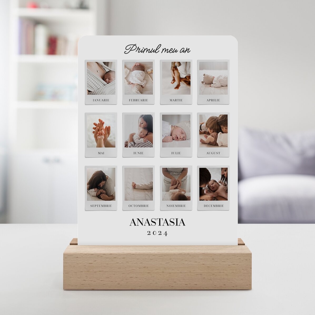 Lampă veghe LED personalizată cu 12 poze - My First Year