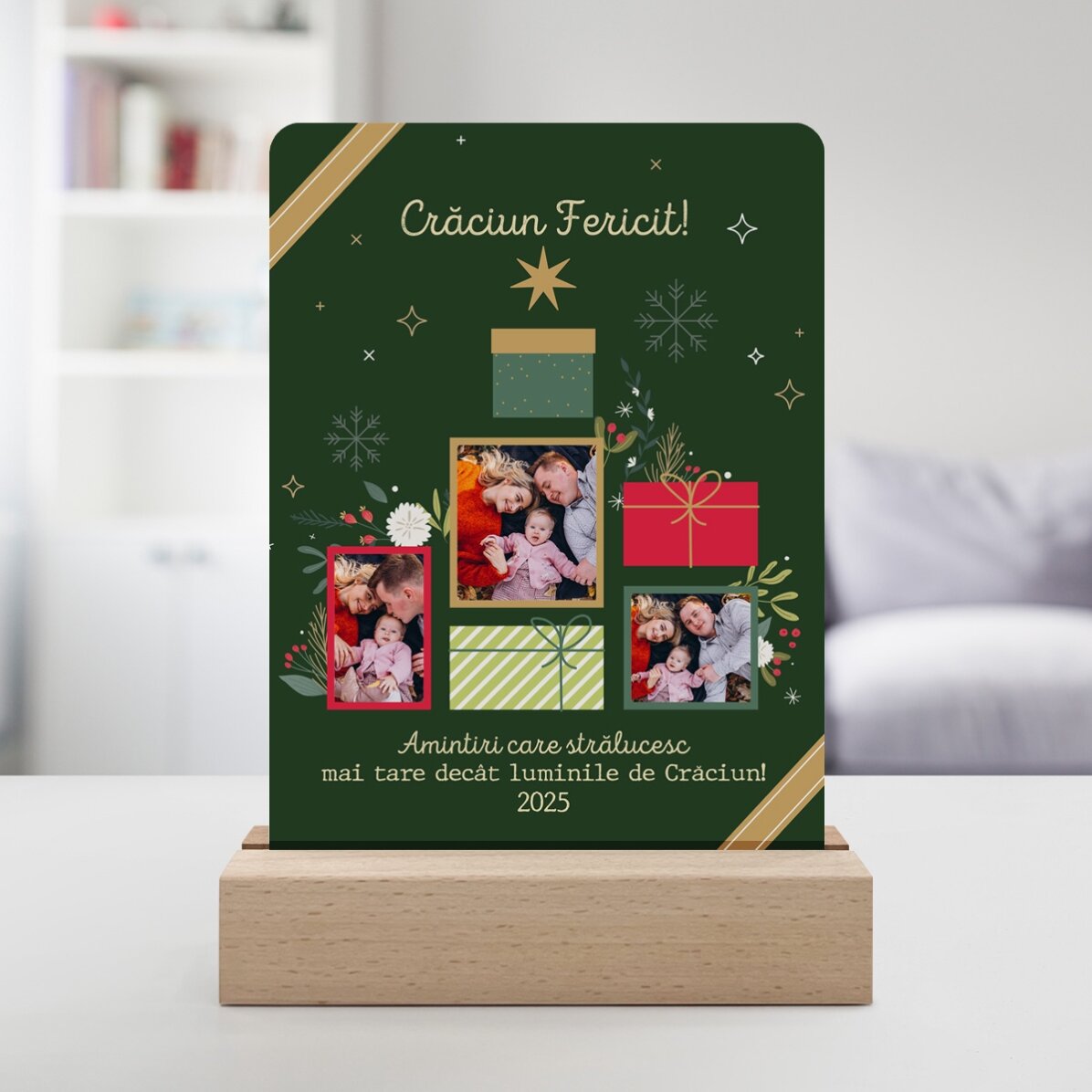 Lampă veghe LED personalizată cu poze și mesaj - Aminitri de Crăciun