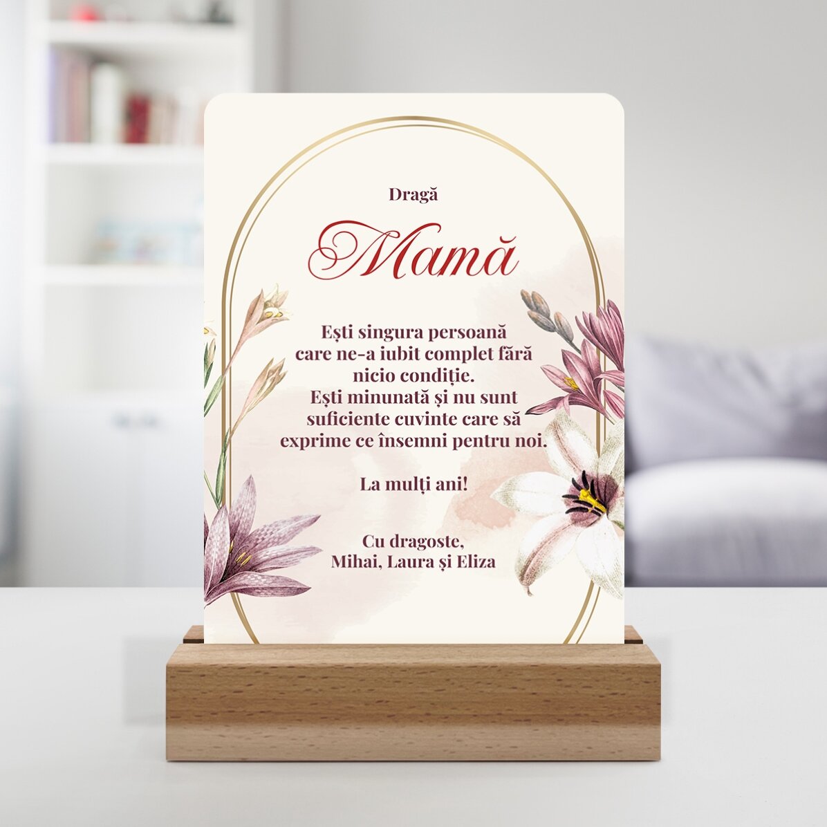 Lampă veghe LED personalizată mesaj pentru mama