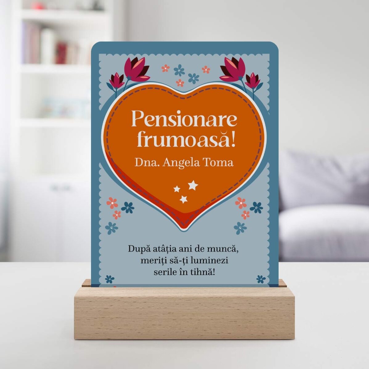 Lampă veghe LED personalizată cu mesaj - Pensionare