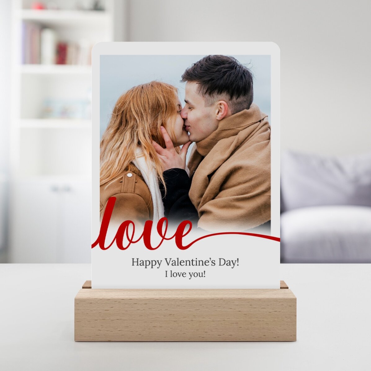 Lampă veghe LED personalizată cu o poză și mesaj - Love