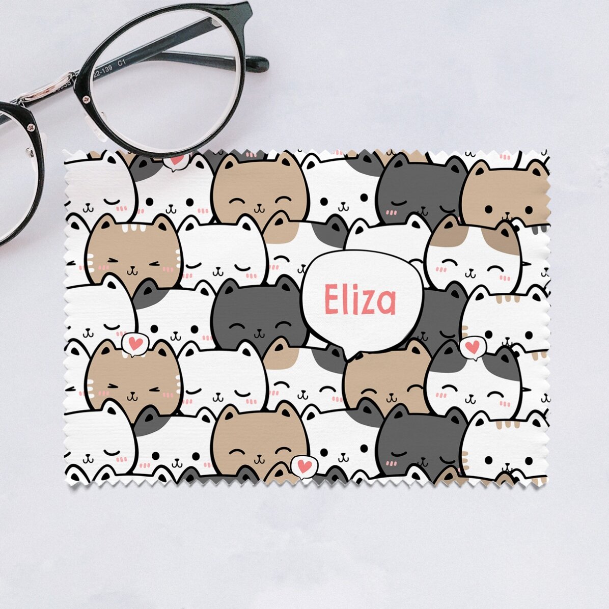 Lavetă personalizată pentru curățare ecrane/ ochelari - Cute cats