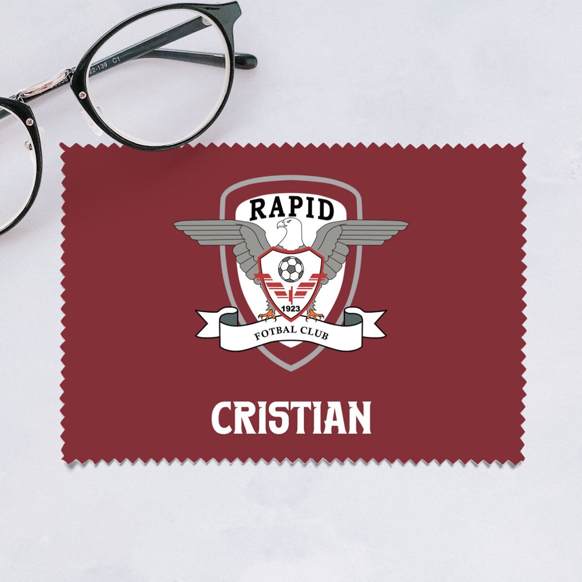 Lavetă personalizată FC Rapid pentru curățare ecrane/ochelari - Logo și nume