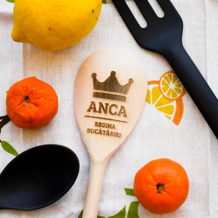 Lingură de lemn personalizată - Coroană