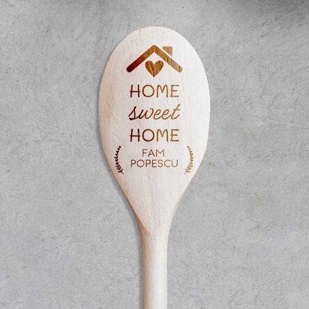 Lingură de lemn personalizată cu text -  Home