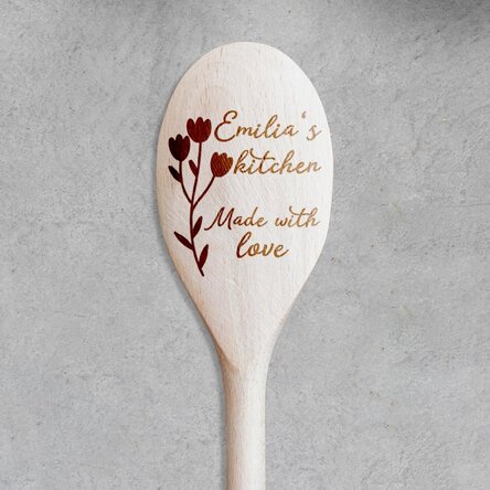 Lingură de lemn personalizată - Flowers