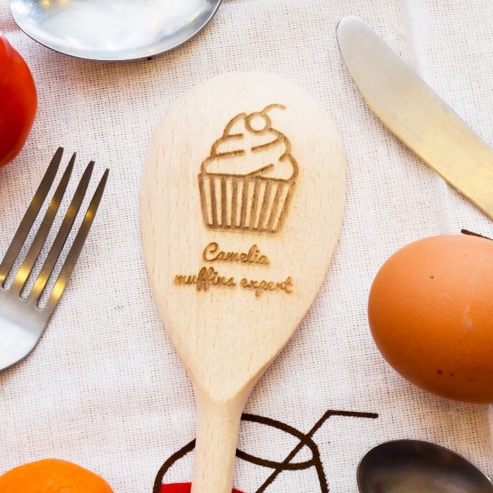 Lingură de lemn personalizată - Muffins Expert