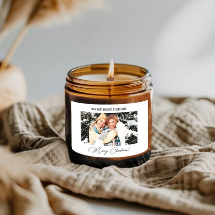 Lumânare mică parfumată personalizată cu o poză și text