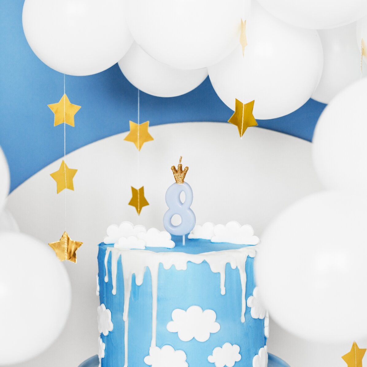 Lumânări pentru tort - Cifra bleu cu coroniță 9.5cm