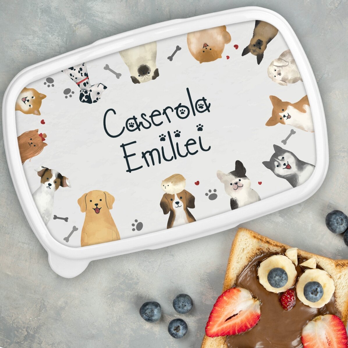 Lunch box, caserolă personalizat cu nume - Animăluțe