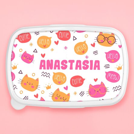 Lunch box, caserolă personalizat cu nume - Hello cuties