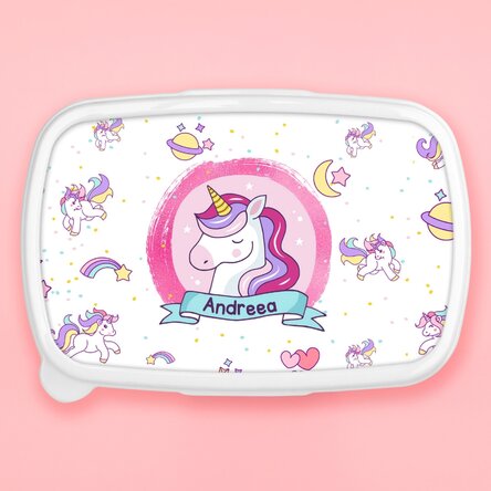 Lunch box, caserolă personalizat cu nume - Unicorn