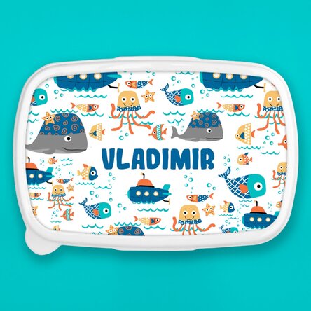 Lunch box, caserolă personalizat cu text - Blue sea