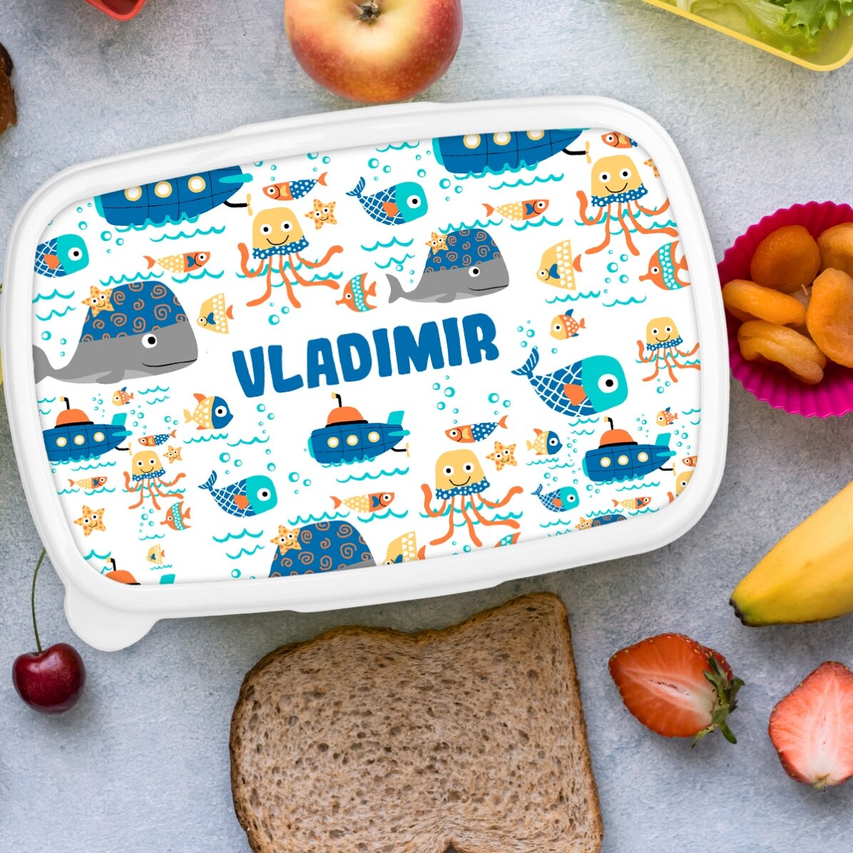 Lunch box, caserolă personalizat cu text - Blue sea