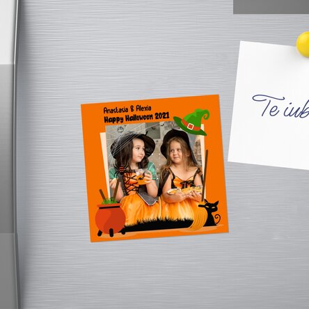 Magnet 10x10 personalizat cu o poză și text - Halloween