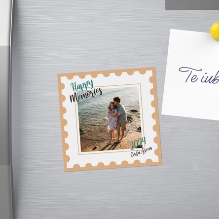Magnet 10x10 personalizat cu o poză și text - Happy Memories