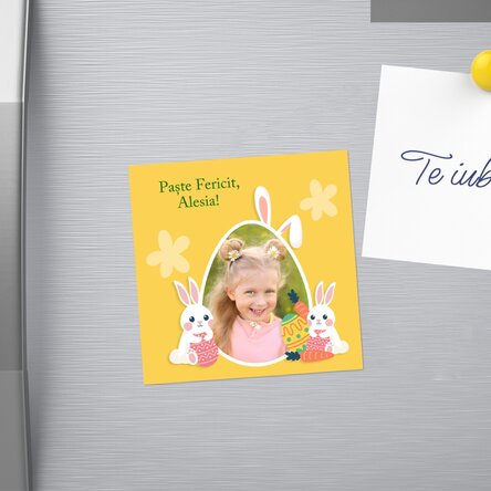 Magnet 10x10 personalizat cu poză și mesaj - Paște