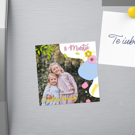 Magnet 10x10 personalizat cu poză și text - Happiness