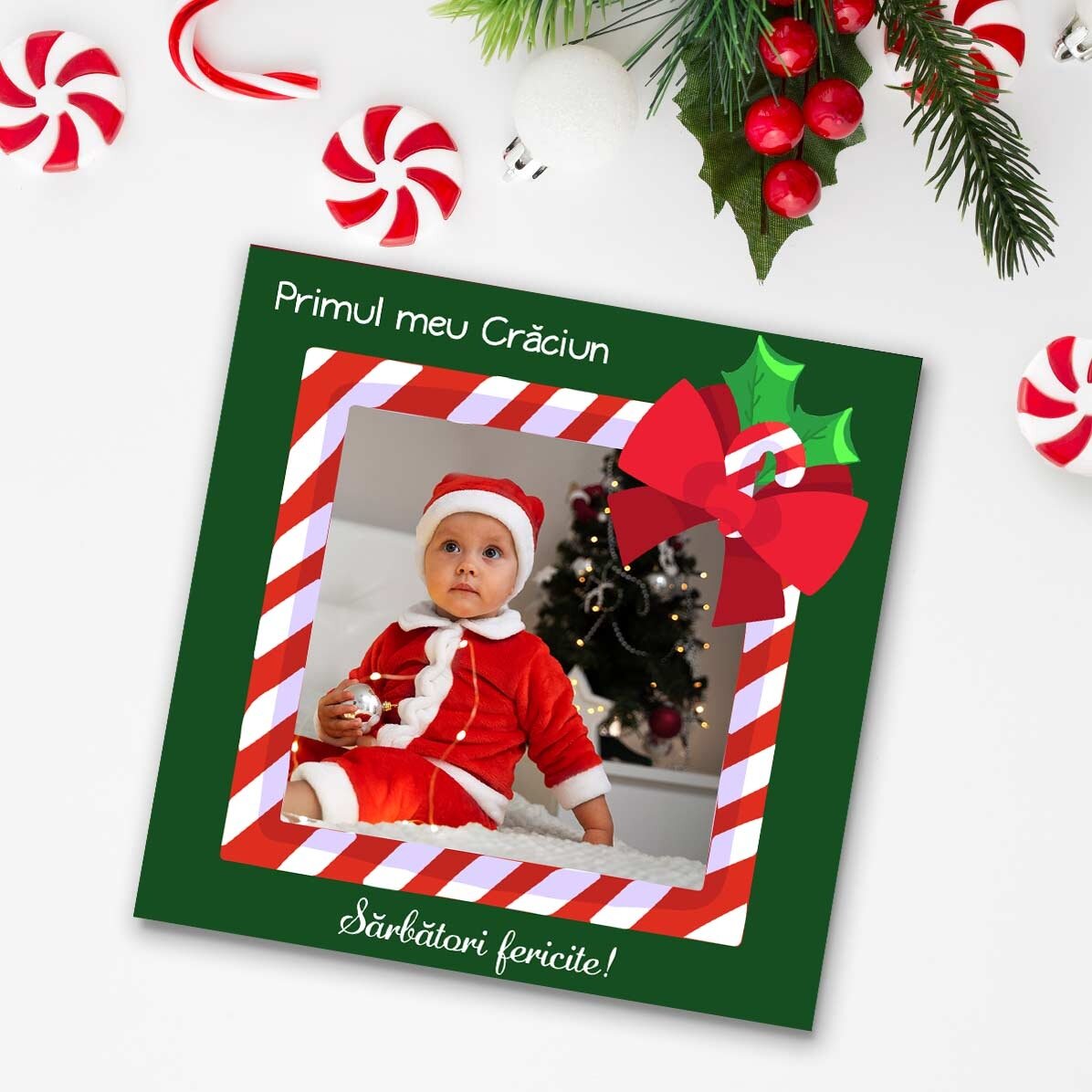 Magnet 10x10 personalizat cu poză și text - Sărbători fericite!