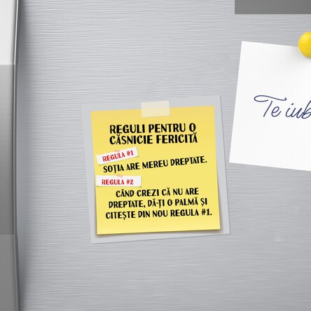 Magnet 10x10 personalizat cu text - Reguli în căsnicie