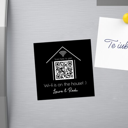 Magnet 10x10 personalizat cu text și cod QR - Scan for Wifi