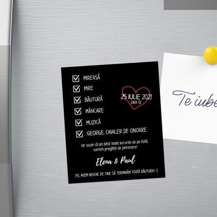 Magnet 10x12 cm personalizat cu text - Invitație