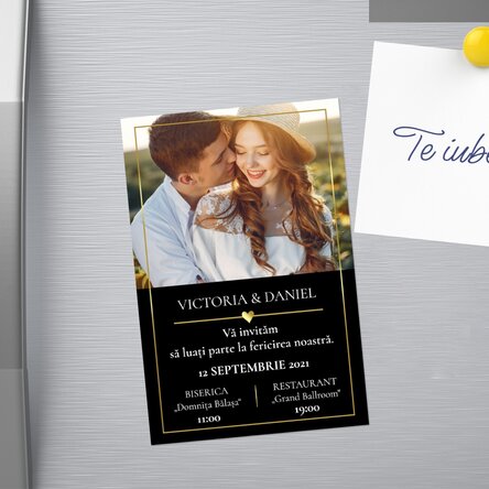 Magnet 10x15 cm personalizat cu o poză și text - Invitație 