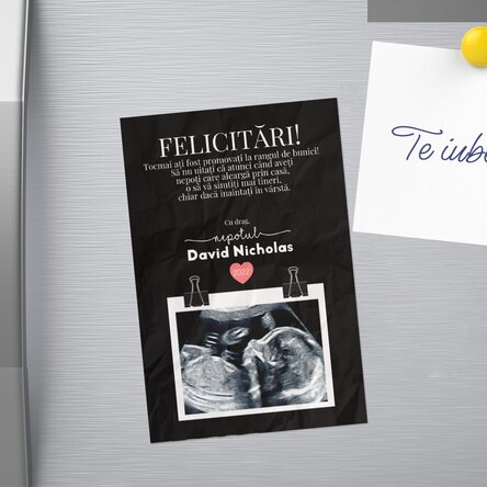 Magnet 10x15 cm personalizat cu text și o poza - Felicitări bunicilor