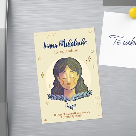 Magnet 10x15 cm personalizat cu text - Zodia Fecioară