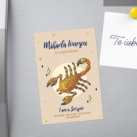 Magnet 10x15 cm personalizat cu text - Zodia Scorpion