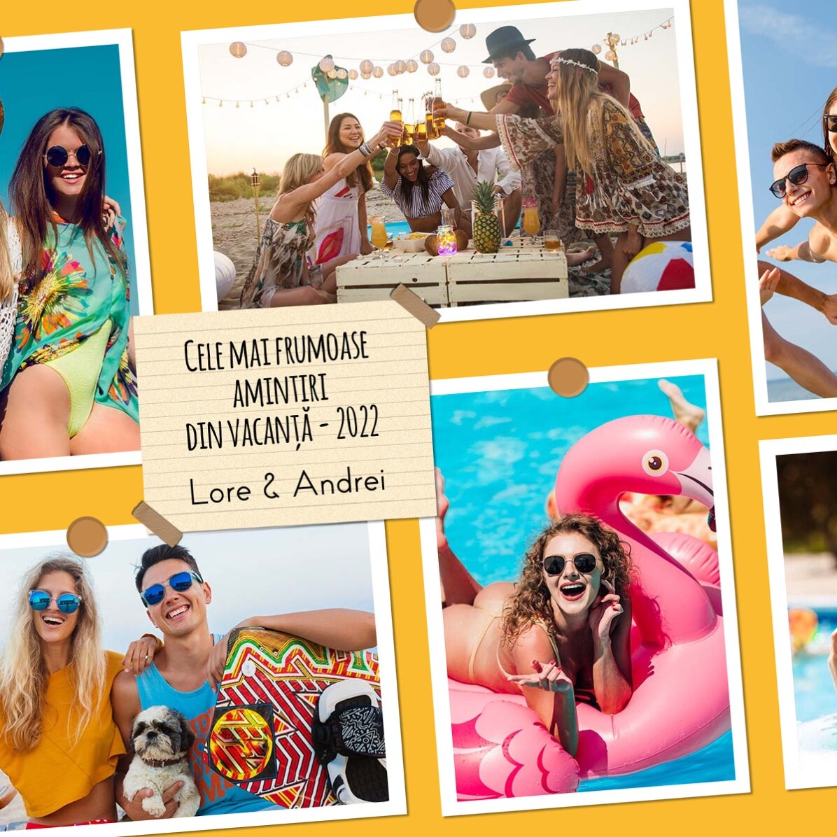 Magnet 18x13cm personalizat cu 6 poze și text - Amintiri