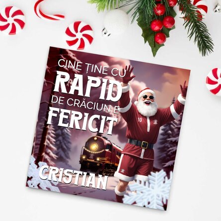 Magnet FC Rapid 10x10 personalizat cu text - Bucuria Crăciunului