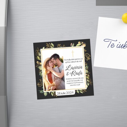 Magnet mărturie pentru nuntă 10x10 cm personalizat cu o poză și text - Amintiri pentru o Viață