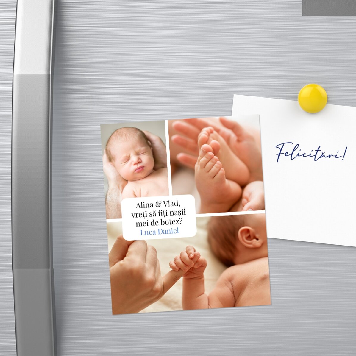 Magnet răzuibil 10x12 cm personalizat cu 3 poze și mesaj