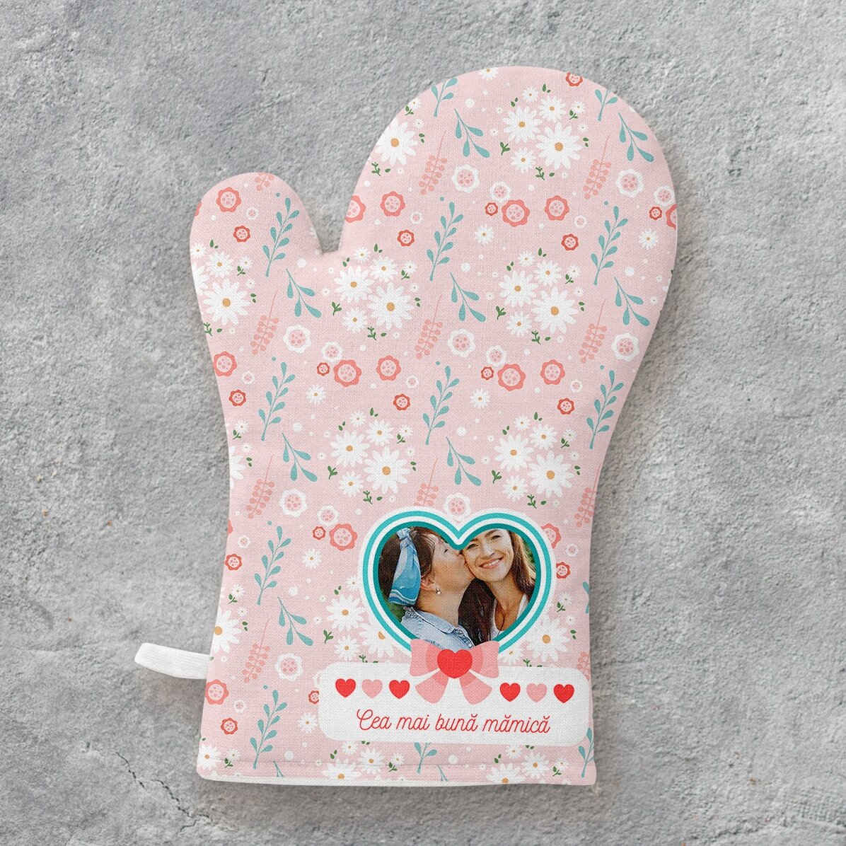 Mănușă de bucătărie personalizată cu poză și text - Cea mai bună mămică