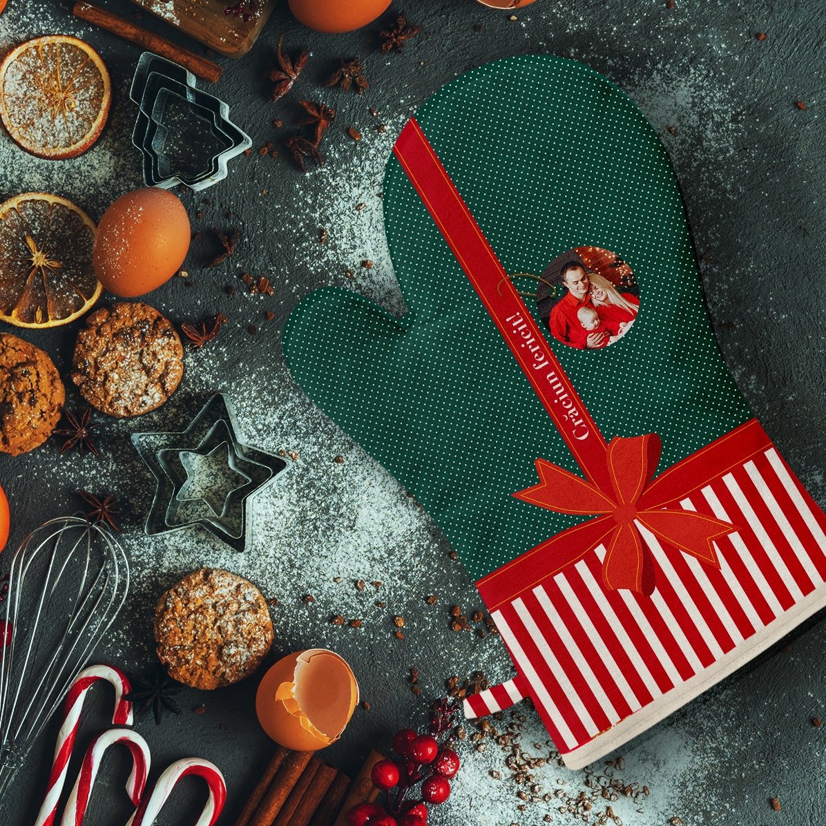 Mănușă de bucătărie personalizată cu poză și text - Christmas Present