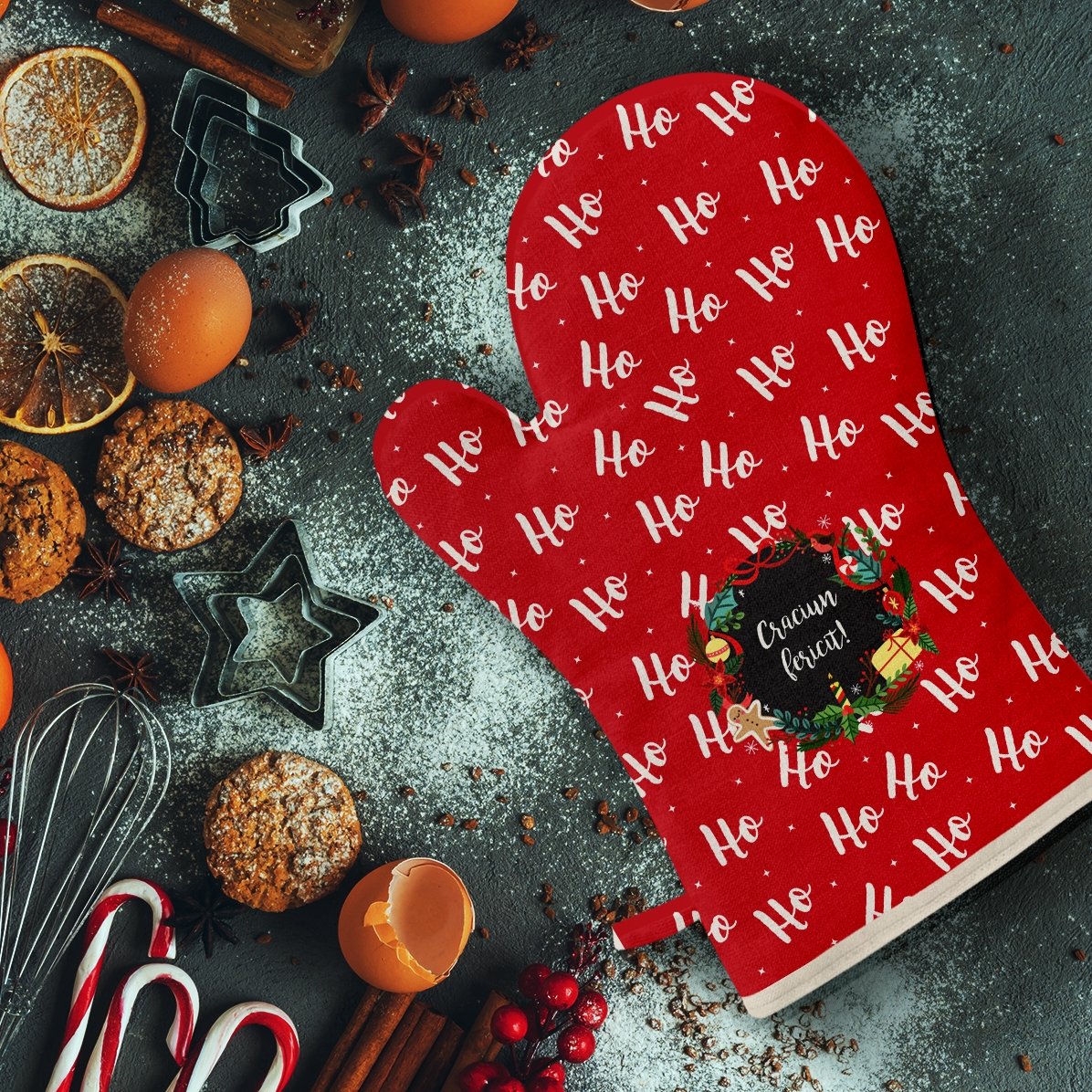 Mănușă de bucătărie personalizată cu text - Ho Ho Ho