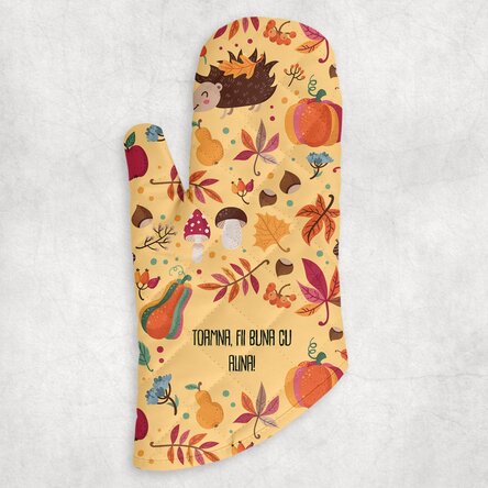Mănușă de bucătărie personalizată cu text - Toamna bună