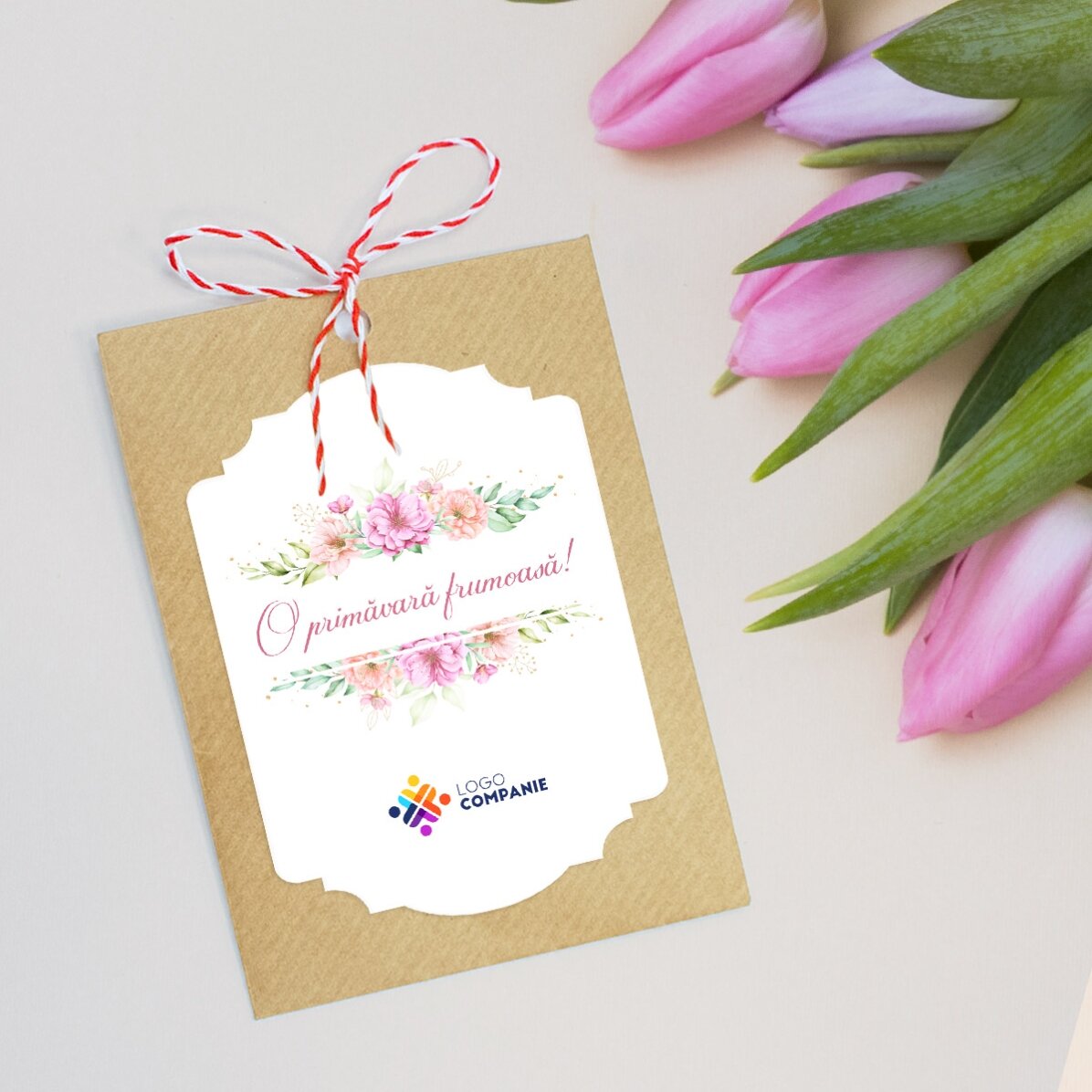 Mărțișor plantabil personalizat cu logo și mesaj - O primăvară frumoasă!