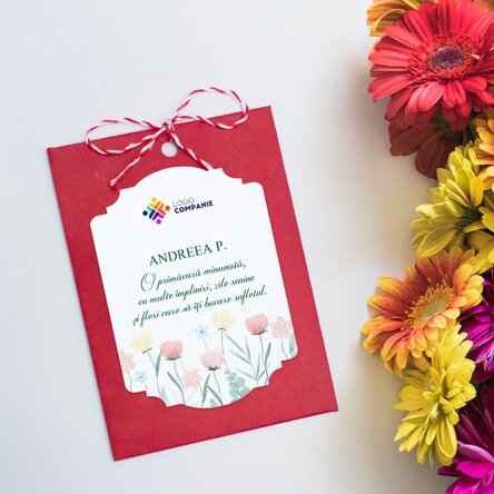Mărțișor plantabil personalizat cu logo și mesaj