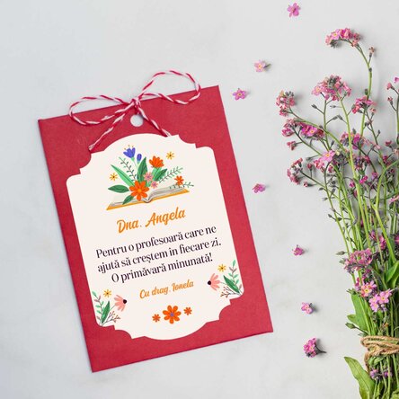 Mărțișor plantabil personalizat cu text pentru profesoare