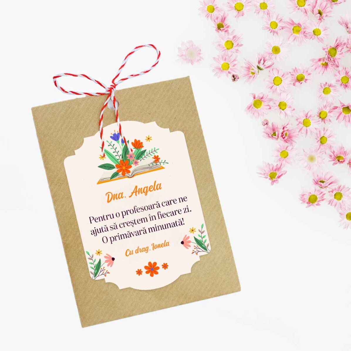 Mărțișor plantabil personalizat cu text pentru profesoare