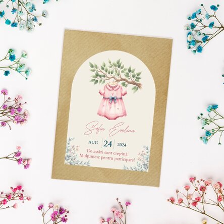 Mărturie plantabilă personalizată cu text pentru botez