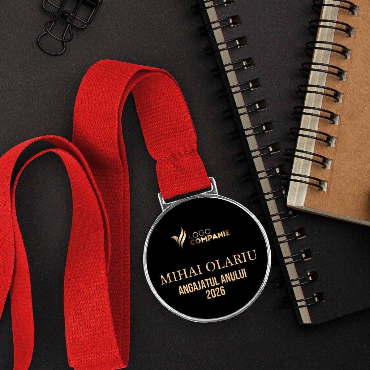 Medalie personalizată cu logo și text
