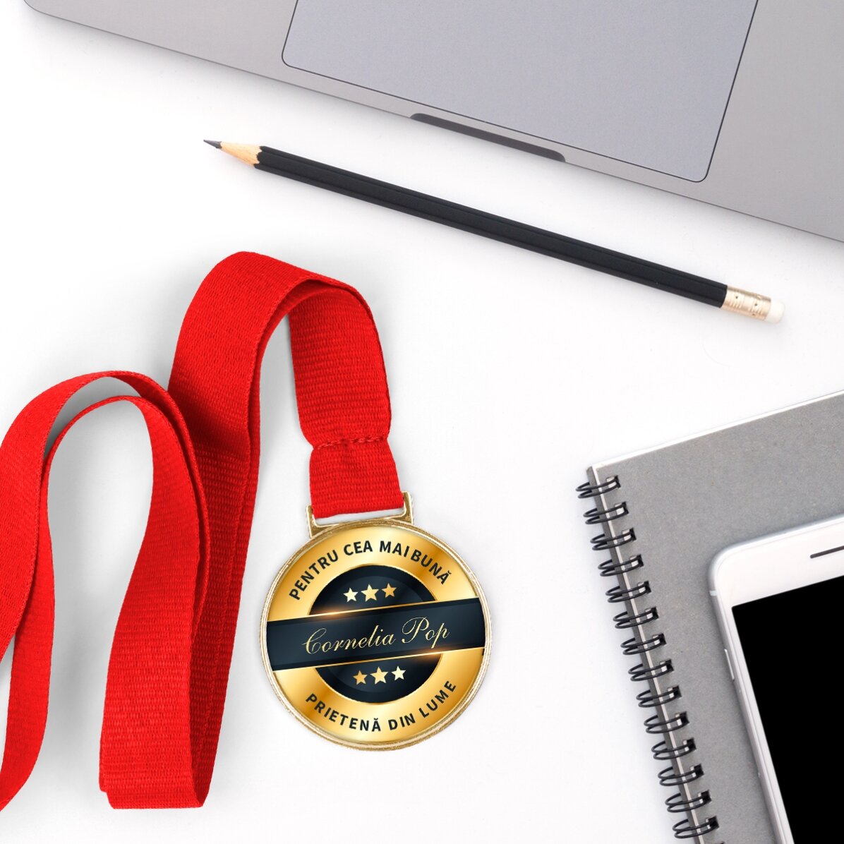 Medalie personalizată cu text - The best